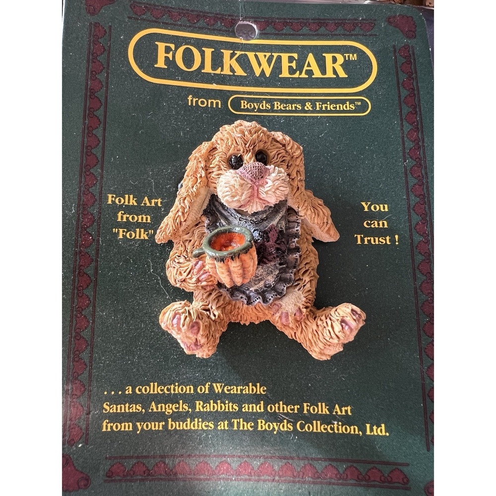 Vintage 1995 Boyd's Bears‎ & Friends FolkWear Bunny Rabbit Easter Spring Brooch